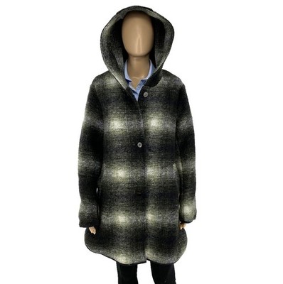 CAMEL ACTIVE Women Green Plaid Wool Blend Over Coat Jacket Size EU 38 UK 10 US 8