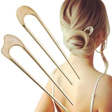 U-Shaped Hair Pins Metal Vintage Hair Sticks French Hair Pin Hairstyle Chigno...