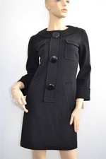 NWT Michael Kors Black Wool 3/4 Sleeve Dress w/ Large Buttons Size 4 RET 1395