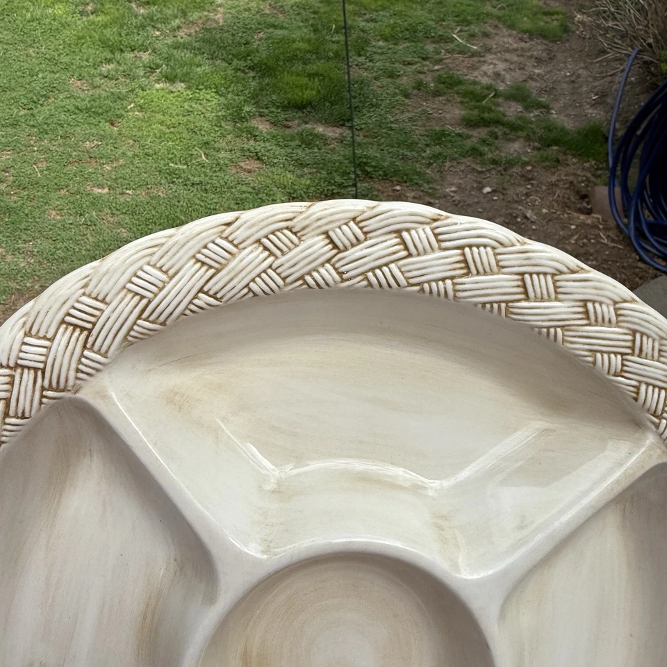 Harry & David A Santos Portugal Ceramic Chip Dip Serving Dish 14” 5 Compartment - Image 2 of 3