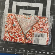 Belle By Kim Gravel Signature Zip Top Size Large Peach Floral Abstract - New