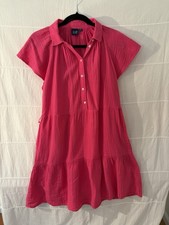 Gap Women's Short Sleeve Shirt Dress Size M Button Up Red Mini Collared