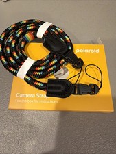 BRAND NEW Genuine POLAROID Camera Neck Strap Black Original Color Rainbow