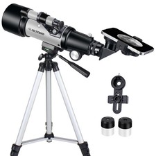 70mm Portable Refracting Telescope 400mm Aperture Silver Travel Telescopes