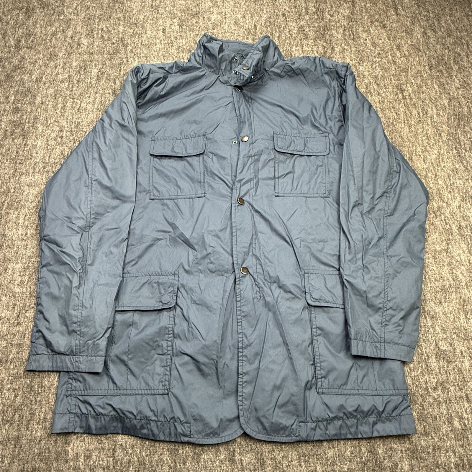 Peter Millar Golf Rain Jacket Mens Large Navy Blue Coat Zip Snap Water Resistant