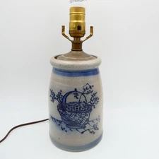 Rowe Pottery Works Berry BAsket Plug In Lamp Salt Glaze 12 inch 1990 Working VTG