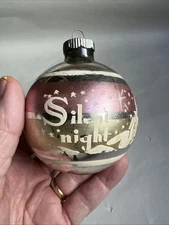 VTG SHINY BRITE Ornament Silent Night Pink Stripe 2.75"  #U2