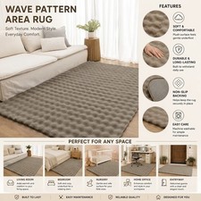 Hochflor Blasenstruktur Komfort Teppich für Mokka Wohnzimmer rutschfeste Vorleger UK