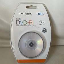 10-Pack Memorex 4X Camcorder 1.4 GB 30 Min Mini DVD-R Case Single Sided NEW