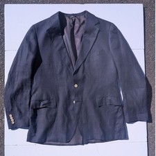 Vtg Polo University Club Ralph Lauren Blue Linen Blazer 44 Made in USA Jacket