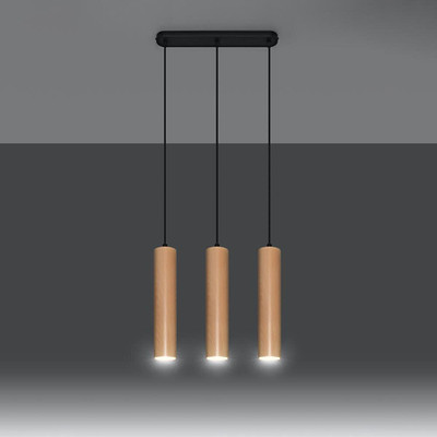 famlights Pendelleuchte Leto in Natur-hell GU10 3-flammig Wandlampe Lampe Spot