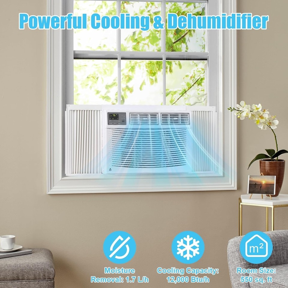 Window Kuling Unit 12000 BTU Window Air Conditioner with Remote, Fast Cooling for 550 Sq ...