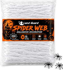 200 Sqft Spider Web, Bonus with 10 Artificial Spiders, Fabric Spider Webbing, Co