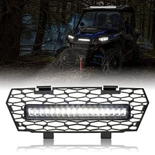 Mesh Grille with LED Light for Polaris General, Front Bumper Grill with LED
