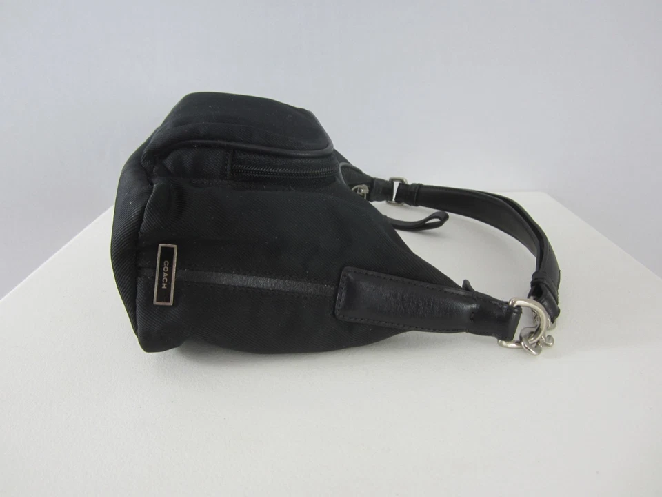 Bolso Cartera Coach Mercer Vintage Negro Nylon con Cuero Hobo Pequeño D1K-7429 Foto 4 de 4