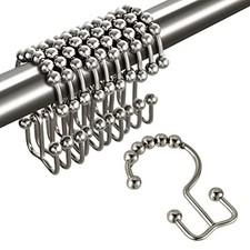 Shower Curtain Hooks Rings, Double Sided Shower Curtain Hooks, Brushed Nickel