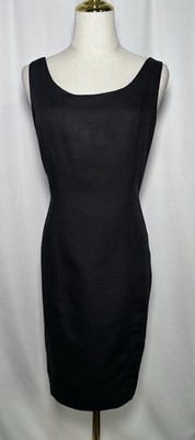 New York Studio Women s Dress Sheath 8 Sleeveless Linen Blend Black Evening
