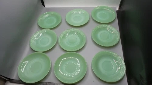 Fire King Jadeite Jadite Green Saucers Set of 9 Setting Table 5.75"