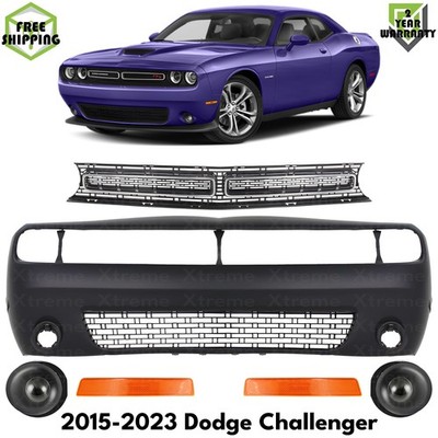 Front Bumper Cover Primed & Grille Assembly Kit For 2015-2023 Dodge Challenger