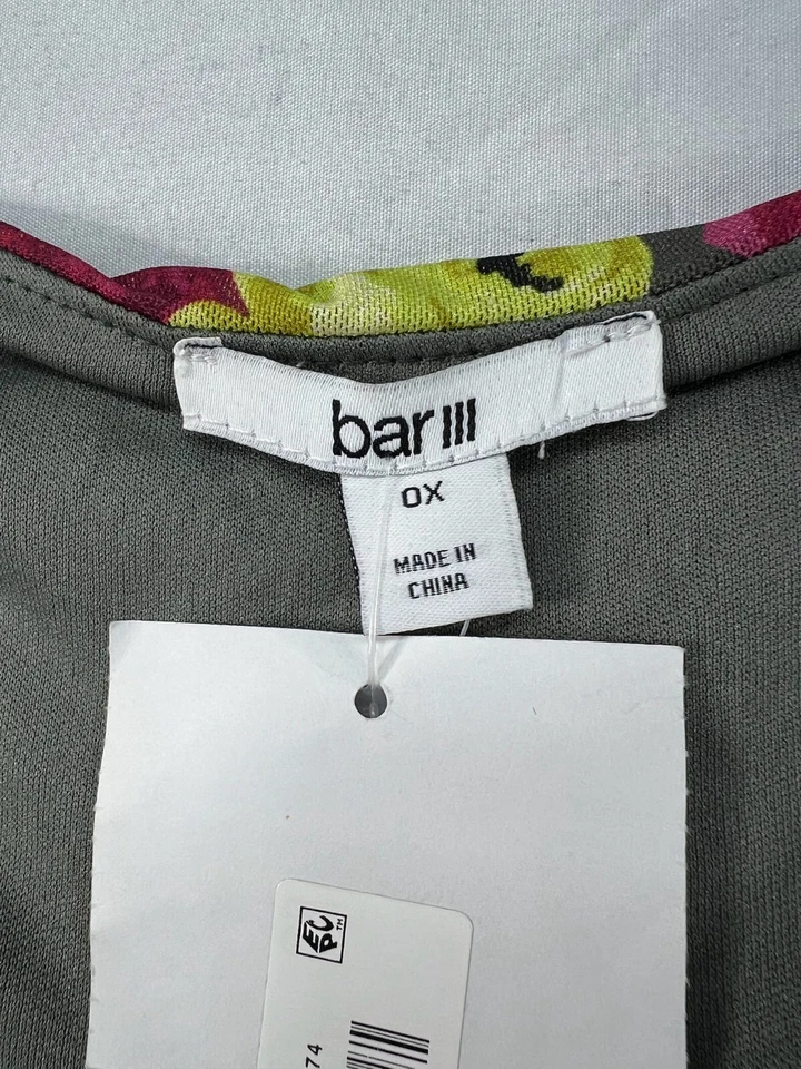 Blusa Bar III para mujer talla grande 0X verde floral manga larga malla nueva sin etiquetas Foto 3 de 4