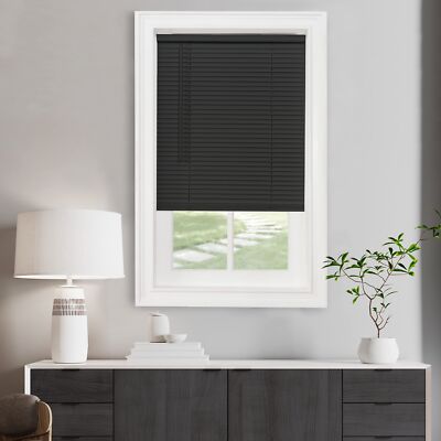 34x64 Inch Black Cordless Mini Blinds Light Filtering PVC Window