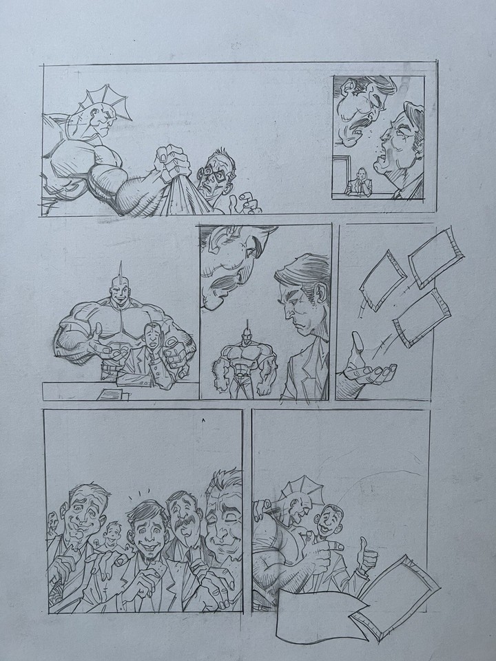 Erik Larsen Savage Dragon Issue ? Toastess Pie Ad Pencil art By Scott James Comic Art