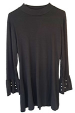 SHEIN Black Sweater Dress Ribbed 1XL Flared Bell Sleeves with Round Buttons
