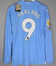 NWT MANCHESTER CITY 2023 2024 HOME FOOTBALL SHIRT JERSEY EPL 9 HAALAND LONG