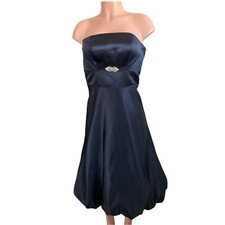 Bill Levkoff Formal Strapless Dress Size 0 Navy Blue Bubble Hem