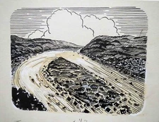 Production Illustration Art Drawing - JOHNSTOWN FLOOD Miniature Painting 