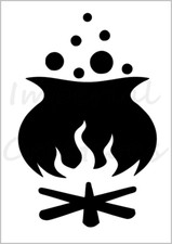 Witch Cauldron Stencil Halloween Pumpkin Carving 8.5" x 11" Reusable Sheet S727