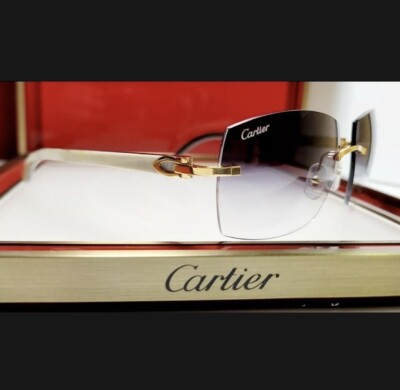 Cartier C Decor Sunglasses White Buffalo Horn 18k Gold Custom Black Lens  Buffs