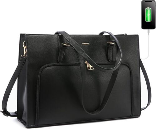 Laptop Bag for Women 15.6 inch Waterproof Work Tote Bag Briefcase with USB Port