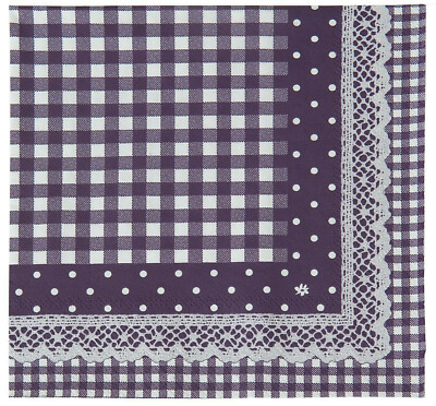 20 Servietten Papier 33 x 33 cm lila weiß kariert Flower Basket Clayre & Eef