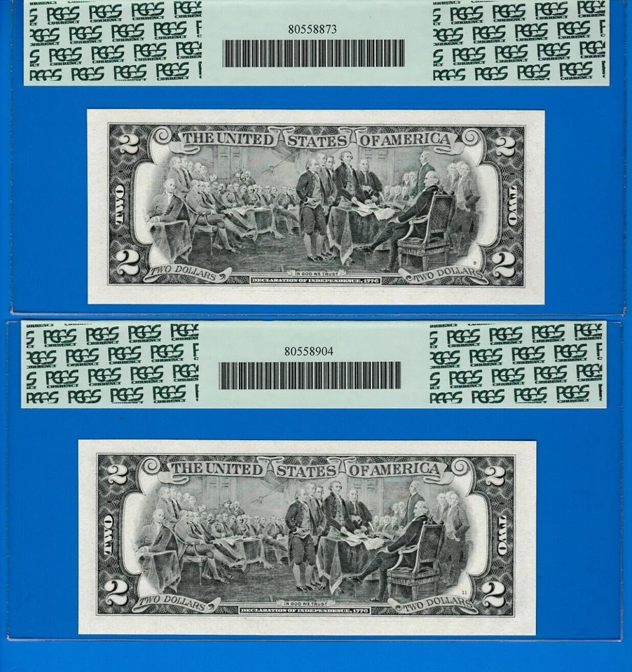 $2  Federal Reserve Note RADAR & REPEATER Serial # 3218-8123 & 3218-3218 PCGS 66 - Image 3 of 3