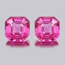 Natural Pink Sapphire 80 Ct Asscher Cut Certified Loose Gemstone Pair With Gift