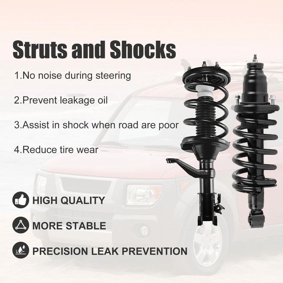 4 peças de apoios de suspensão dianteiros+traseiros completos com mola para 2003-2011 Honda Element 2.4L - Imagem 4 de 4