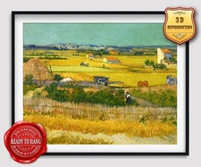 Vincent van Gogh The Harvest 3D Effects Texture Gel Handmade Ready to hang