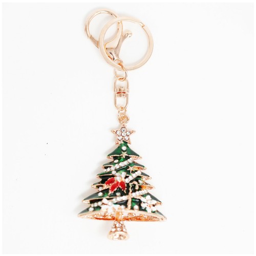 Crystal Rose Gold Sparkling Rhinestone Key Chain/Ring Charm-Gift Xmas Tree&Bell - Picture 3 of 8