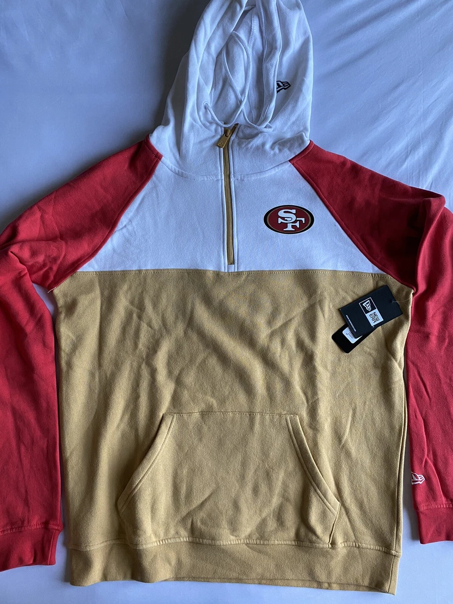 San Francisco 49ers New Era Gametime Quarter-Zip Hoodie Jacket Gold White  Medium | eBay