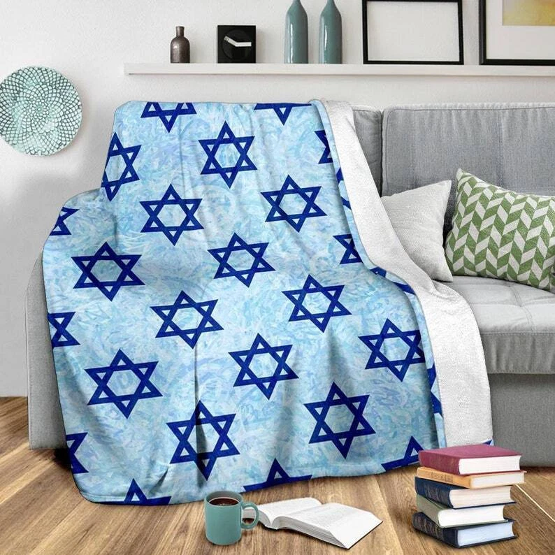 Acogedor sofá sofá cama de felpa regalo judío estrella de David manta polar Foto 4 de 4