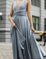 Twobirds Classic Ballgown in Dusty Blue $290