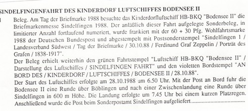 Sindelfingen-Fahrt Kinderdorf Luftschiffs Bodensee II mit Pilotenunterschrift - Bild 3 von 3