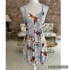 Soieblu Dress Small Grey Floral Skater Sleeveless Pleated Party Garden Chic