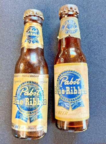 Vintage Miniature Pabst Blue Ribbon glass bottles Lot of 2 different | eBay