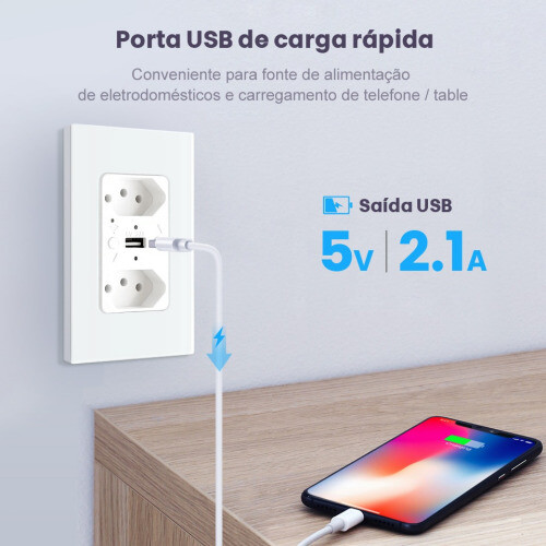 Brasilien Tomada USB Steckdose Glasscheibe Elektrostecker Brasil Steckdosen Fernbedienung - Bild 5 von 12