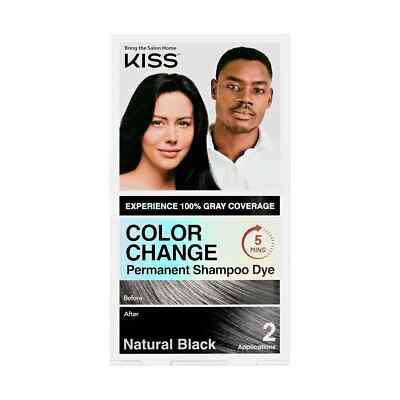 KISS Natural Herbal Color Change Permanent Shampoo Dye All-in-One Kit - Natural