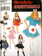 Simplicity 8851 Sexy Nurse Maid Ridding Hood Costume size 6-12 Sewing Pattern
