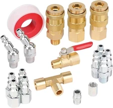 Hromee 18 Pieces Air Coupler and Plug Kit, 1/4-Inch NPT Air Hose Fittings and Co