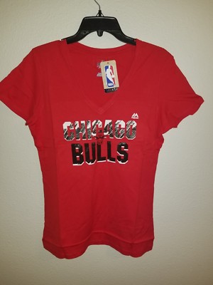 Chicago Bulls Womens Get Aggressive V Neck Tee Shirt Red Size Large